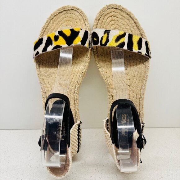 Pimientos Espadrille Calf Hair Genuiine Leather Animal Print Ankle Strap Sz 40 - Picture 6 of 13
